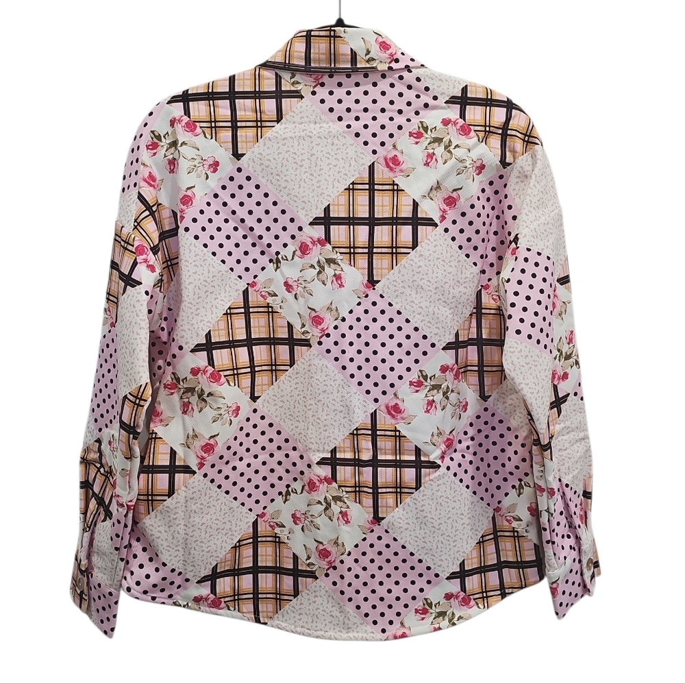 New Emily Wonder Floral Patchwork Jacket Women Size M Pink White Festival - Picture 3 of 4
